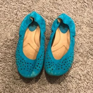 Earth teal comfy flats.